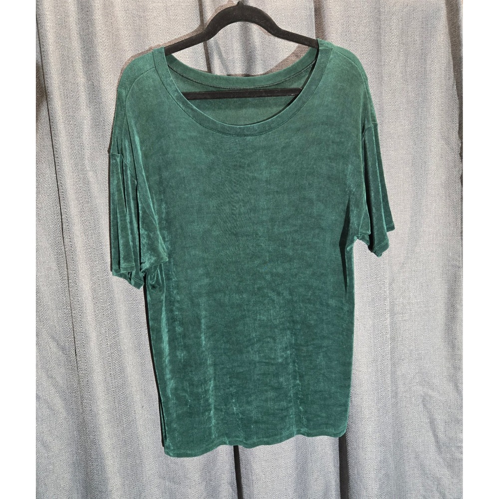 Le Jay Inc. Velour T-Shirt Soft Comfy‎ Casual Top Green Tee Size Unknown